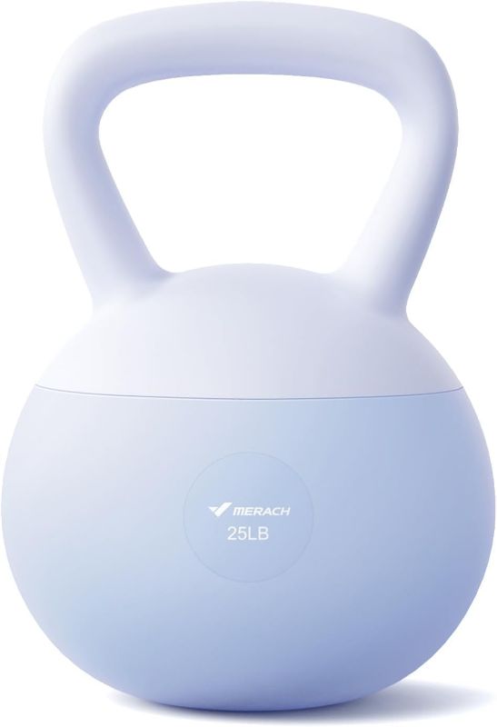 Photo 1 of MERACH Soft Kettlebells, Strength Training Kettlebell with Wide Non-Slip Handle, Sea and Iron Sand Filled Kettle Bell with Soft-Sided Cushioned Base for Home Workouts, Ideal for Men, Women 25lb

