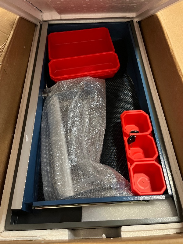 Photo 1 of AIRAJ 3 Tier Rolling Tool Cart,Mechanic Tool Cart on Wheels,Industrial Utility Cart with Drawers and Pegboard,440 LBS Capacity Tool Storage Cart for Garage,Warehouse,Blue
