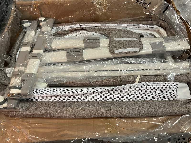 Photo 1 of Automatic Baby Bassinet, Smart Baby Bassinet Bedside Sleeper with 4 Wheels, Height & Width Adjustable Cradle Infant Bed with 5-Speed Swing and 3-Speed Timing, Detachable Bed Surround, Music Play
