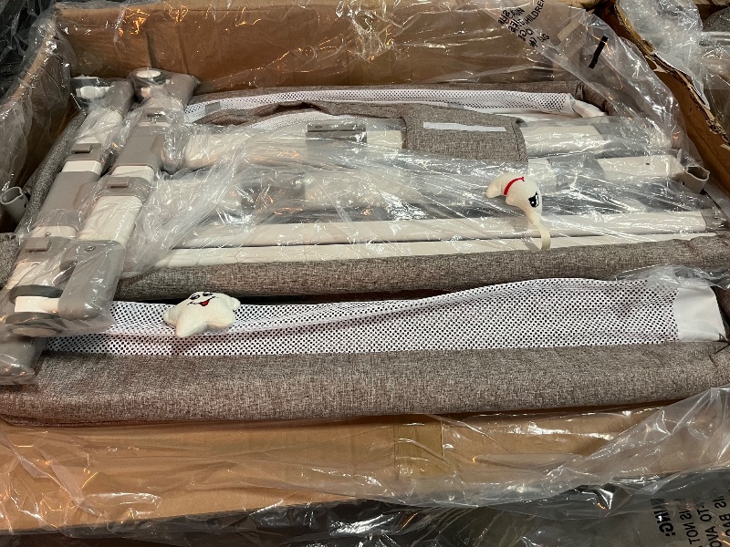 Photo 1 of Automatic Baby Bassinet, Smart Baby Bassinet Bedside Sleeper with 4 Wheels, Height & Width Adjustable Cradle Infant Bed with 5-Speed Swing and 3-Speed Timing, Detachable Bed Surround, Music Play
