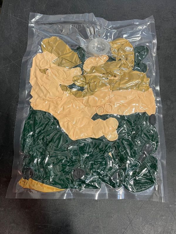 Photo 1 of Emerald Green, Cream and Gold Balloon Arch Kit – Double Stuffed Dark Green, Cream White and Metallic Gold Balloons for Birthday, Graduation, Jungle, Safari, Wedding, Baby Shower, Fall Party Decor
