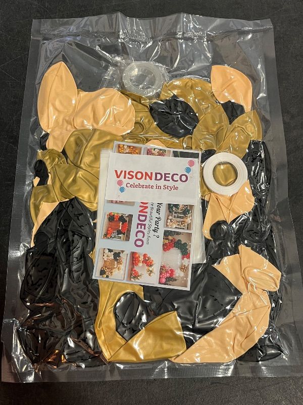 Photo 1 of Black Cream Gold Balloon Arch Kit,Double Stuffed Pearl Sand White Balloon Garland Different Sizes 18/12/5 Inch Chrome Cream Balloons for Graduation Wedding Birthday Bachelorette Party Decorations
