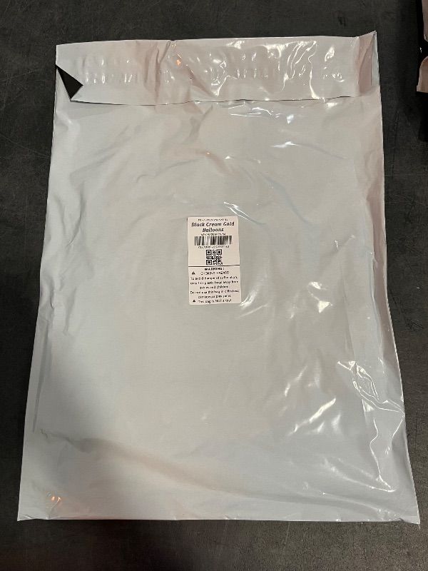 Photo 1 of Black Cream Gold Balloon Arch Kit,Double Stuffed Pearl Sand White Balloon Garland Different Sizes 18/12/5 Inch Chrome Cream Balloons for Graduation Wedding Birthday Bachelorette Party Decorations
