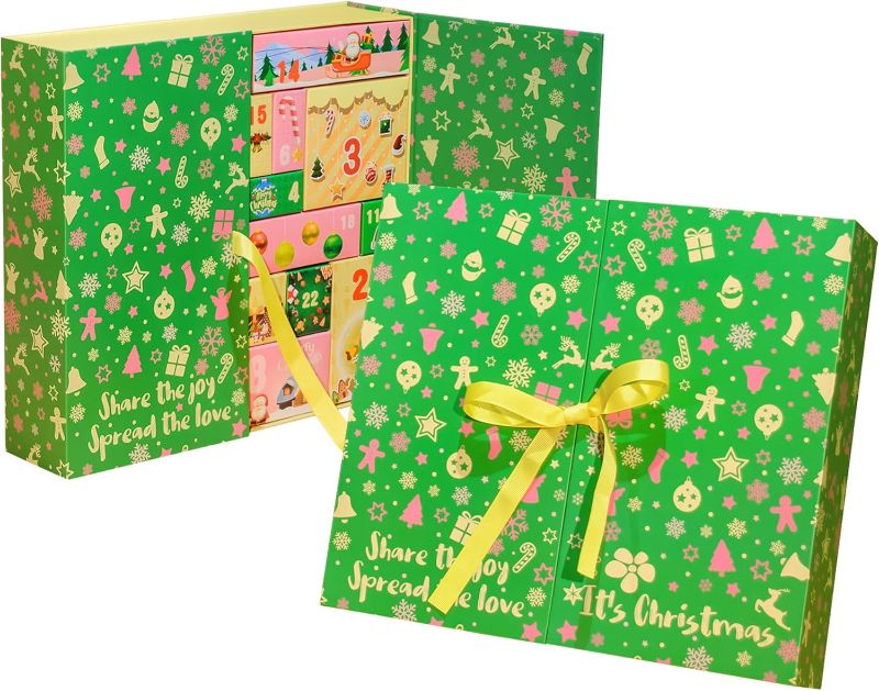 Photo 1 of Christmas Empty Advent Calendar 24 Days Countdown Gift Boxes to fill | DIY Refillable Christmas Calendar Gift Boxes for Gift Wrap Xmas Decoration