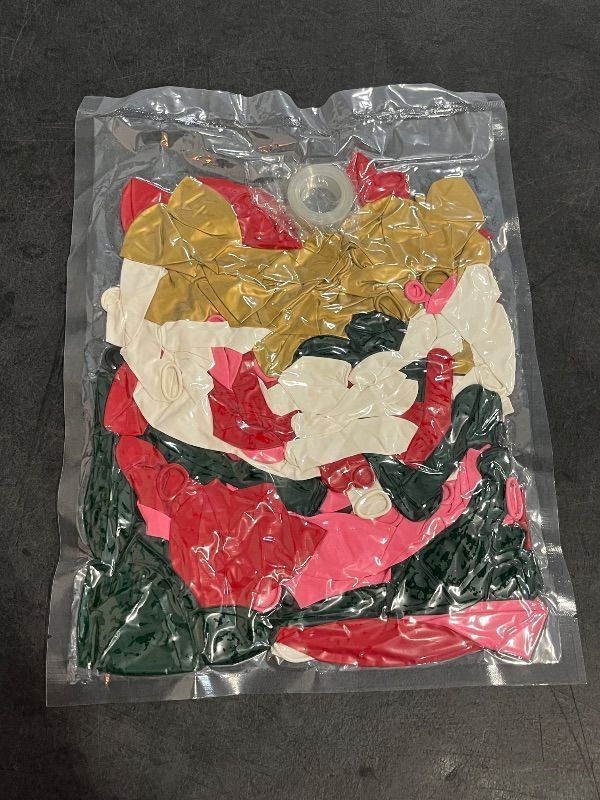 Photo 1 of Christmas Balloon Arch Kit – 143pcs Double Stuffed Green, Red, Green, White, Pink & Gold Balloons Garland, Xmas Balloon Arch Decorations for Holiday Party, Merry Christmas Balloons Decor Supplies
