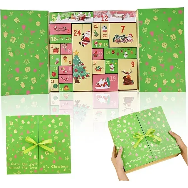 Photo 1 of 24 Empty Advent Calendar, Empty Advent Calendars To Fill, DIY Advent Calendar Empty Boxes, Fillable 24 Days Countdown With Boxes Make Fill Your Own Gifts (Green)
