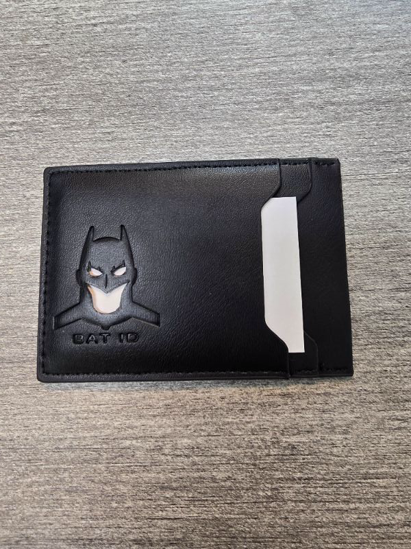 Photo 1 of Horizontal Leather Batman ID Wallet - Durable Bifold Wallet with Multiple Card Slots, Cash Compartment, and Iconic Logo - Gift for All