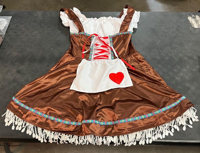 Photo 1 of (S) Womens Heart Pattern Front Strapless Blouse Cosplay Costume Set- Brown
