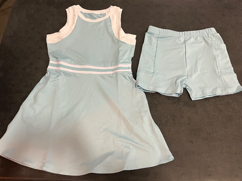 Photo 1 of (S) Girls Tennis Golf Dress Outfit Sleeveless Workout Athletic Dresses with Shorts Pockets
