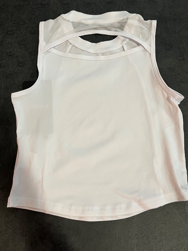 Photo 1 of (XS) Girls Tennis Outfit Set with Open Back Tanktop and Skirt - White 