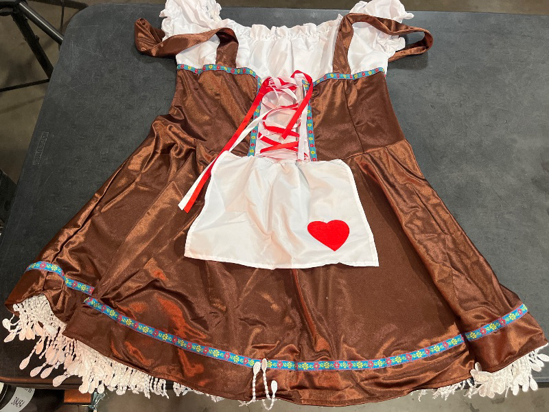 Photo 1 of (XL) Womens Heart Pattern Front Strapless Blouse Cosplay Costume Set- Brown
