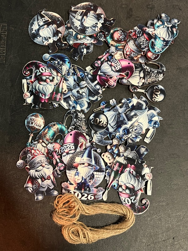 Photo 1 of 2026 Gnome Wooden Ornaments Set, 36 Pieces, 12 Festive Patterns Holiday Tree and Home Decorations