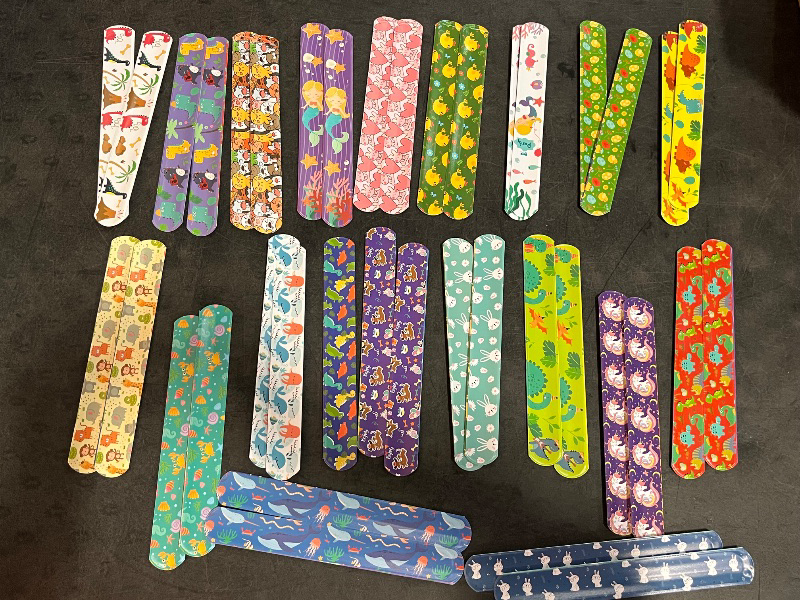 Photo 1 of 40 Pcs Slap Bands, Mix Designs for Birthday Gift Bags
