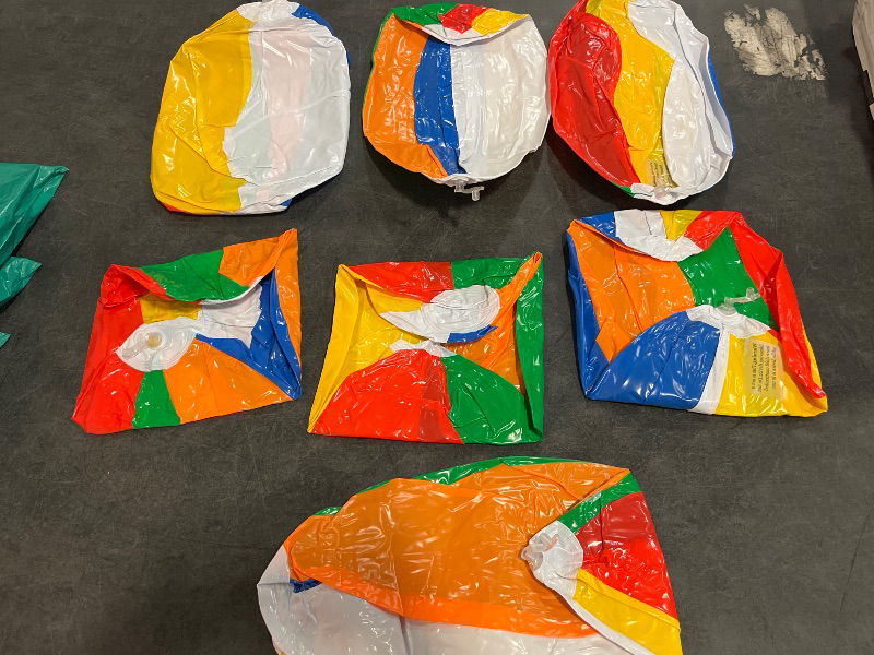 Photo 1 of Large Beach Ball,7 Packs 14" Large Rainbow Beach Ball Bulk, Inflatable Pool Toys for Party Supplies Decorations, Adults Kids Birthday Luau Summer Beach Water Games Beachballs Party Favors
