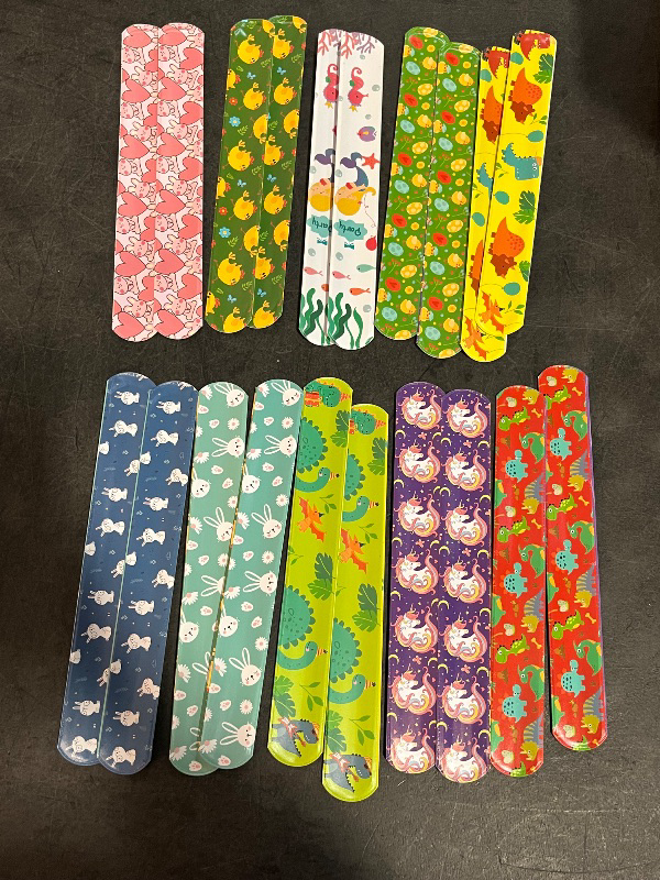 Photo 1 of 40 Pcs Slap Bands, Mix Designs for Birthday Gift Bags
