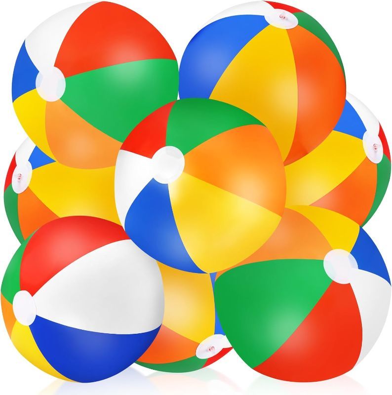 Photo 1 of Large Beach Ball,7 Packs 14" Large Rainbow Beach Ball Bulk, Inflatable Pool Toys for Party Supplies Decorations, Adults Kids Birthday Luau Summer Beach Water Games Beachballs Party Favors

