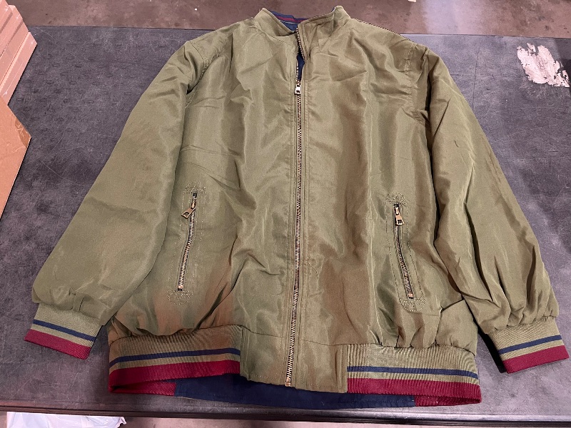 Photo 1 of (XXL) Pearson OBM Mens Casual Reversible Stand Collar Jacket, Stylish Long Sleeve Zip-up Coat