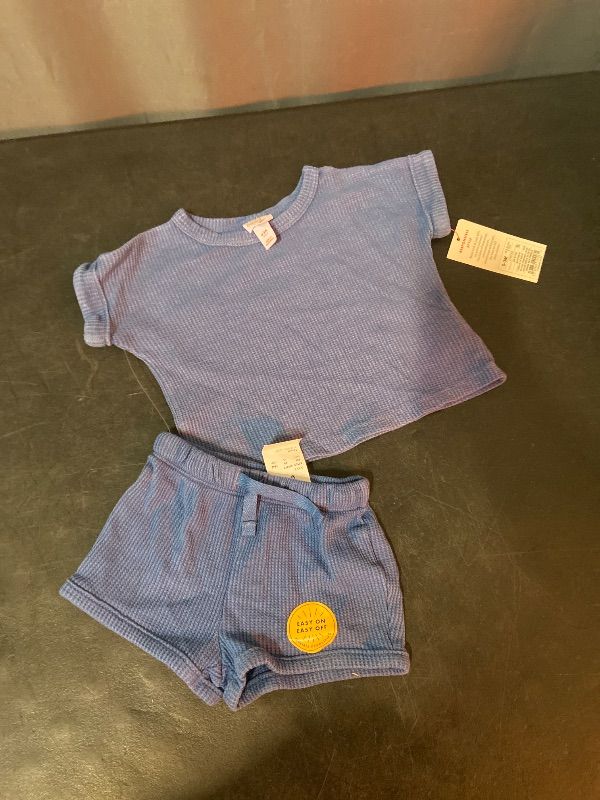 Photo 1 of Size (0-3) Baby Waffle Top & Bottom Set - Cat & Jack™ Blue 0-3M
