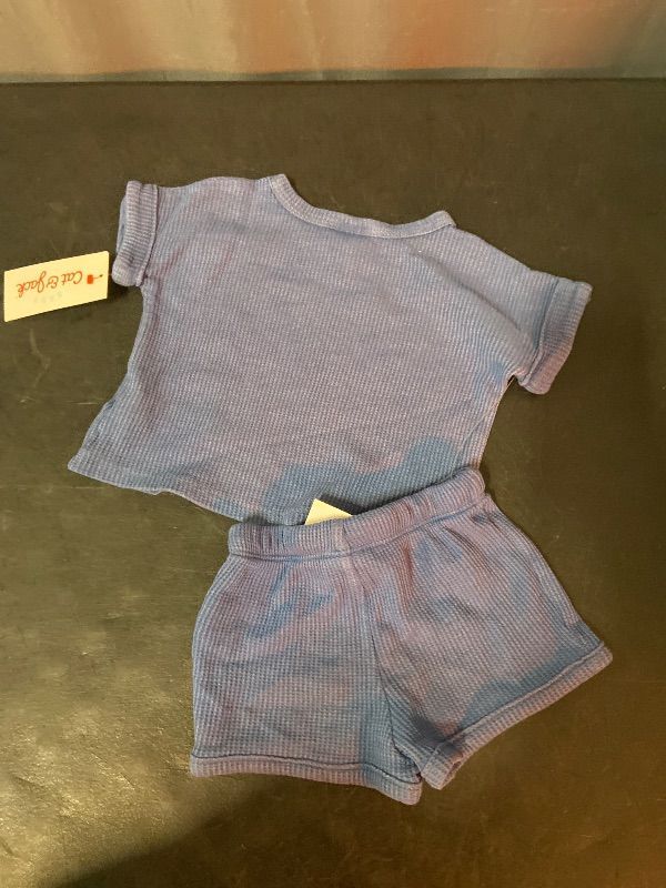 Photo 1 of Size (0-3) Baby Waffle Top & Bottom Set - Cat & Jack™ Blue 0-3M
