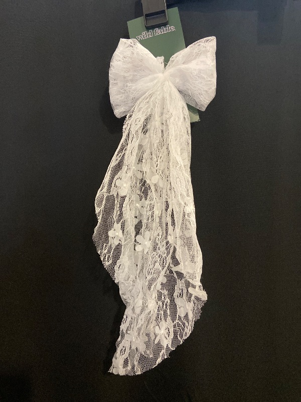 Photo 1 of Floral Lace Bow Hair Barrette - Wild Fable™ White: Fashion Accessory for All Hair Types, Polyester and Iron
