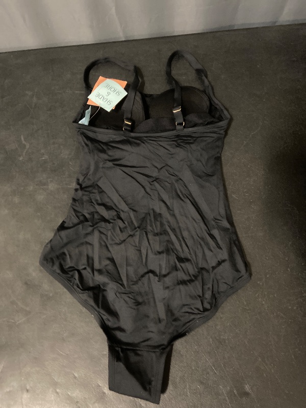 Photo 1 of Size 14 Women's Smoothing Shirred Scoopneck Full Coverage One Piece Swimsuit - Shade & Shore™ Black 14: Nylon Spandex Blend, Removable Cup