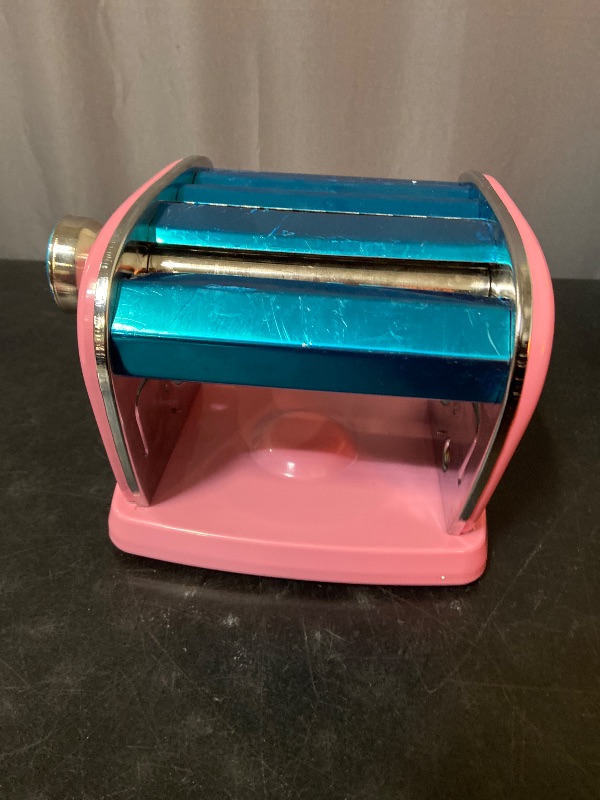 Photo 1 of Pasta Machine, Stainless Steel Hand Crank Noodles Maker Nonslip Base Pasta Maker Machine with 6 Adjustable Levels, for Lasagna Fettuccine Dumpling Wrapper (Pink)
