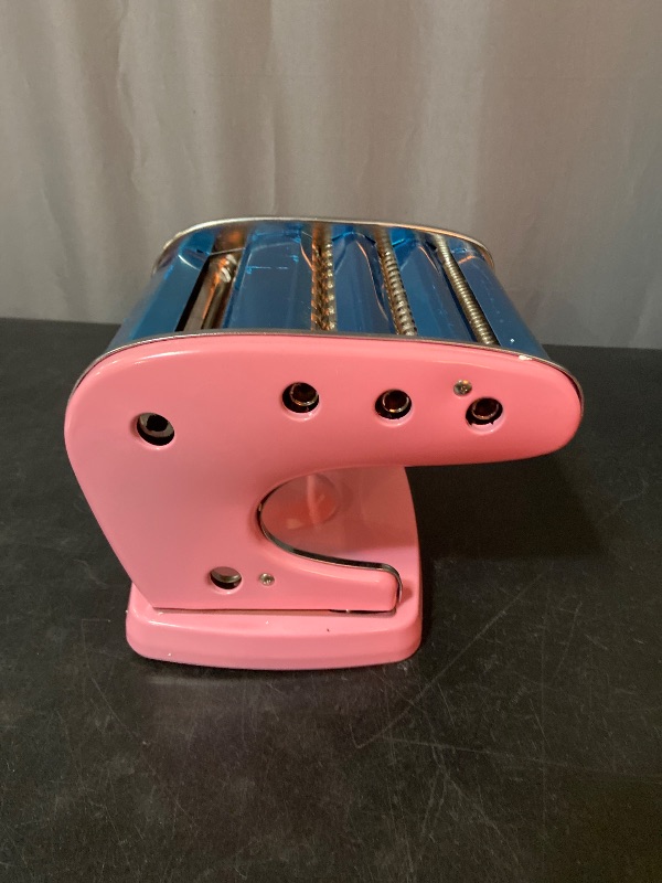 Photo 1 of Pasta Machine, Stainless Steel Hand Crank Noodles Maker Nonslip Base Pasta Maker Machine with 6 Adjustable Levels, for Lasagna Fettuccine Dumpling Wrapper (Pink)
