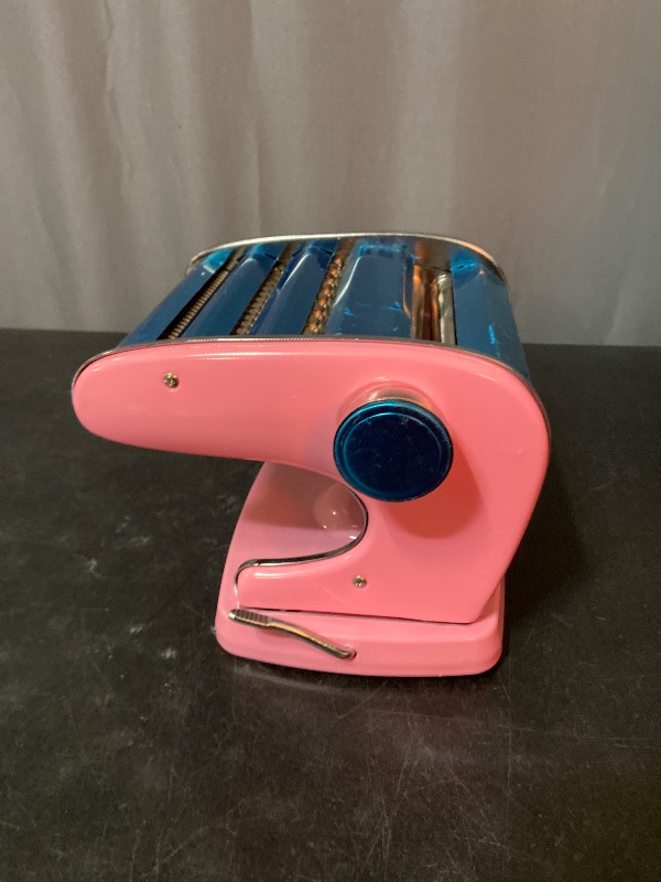 Photo 1 of Pasta Machine, Stainless Steel Hand Crank Noodles Maker Nonslip Base Pasta Maker Machine with 6 Adjustable Levels, for Lasagna Fettuccine Dumpling Wrapper (Pink)
