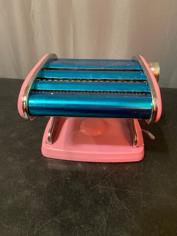 Photo 1 of Pasta Machine, Stainless Steel Hand Crank Noodles Maker Nonslip Base Pasta Maker Machine with 6 Adjustable Levels, for Lasagna Fettuccine Dumpling Wrapper (Pink)
