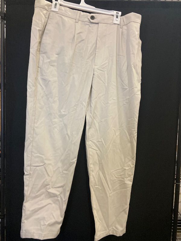 Photo 1 of Size 32x32 Men's Extended Tab Pleated Dress Trousers - Goodfellow & Co™ Beige 32x32: Cotton-Spandex, Relaxed Leg, Midweight
