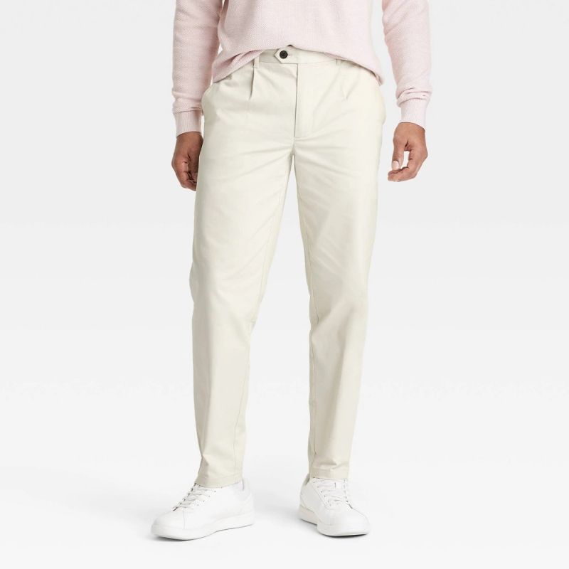 Photo 1 of Size 32x32 Men's Extended Tab Pleated Dress Trousers - Goodfellow & Co™ Beige 32x32: Cotton-Spandex, Relaxed Leg, Midweight