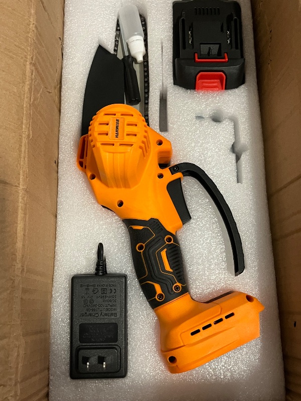 Photo 1 of Hanwise Mini Chainsaw 6 inch Cordless Chain Saw for Tree Branches Trimming Wood Cutting 