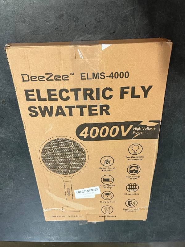 Photo 1 of Electric Fly Swatter 4000V Bug Zapper Racket Dual Modes Mosquito Killer with Purple Mosquito Light Rechargeable for Indoor Home Office Backyard Patio Camping
