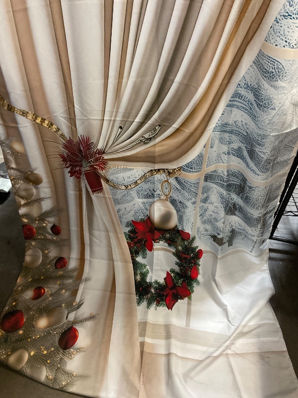 View 2 of 7.5X3.2FT Christmas Curtains for Living Room, 2 Panel Christmas Ball Holiday Printed Curtains, 2D Flat Printed Merry Xmas Print Curtain for Bedroom Living Room Holiday Party Decor (L)