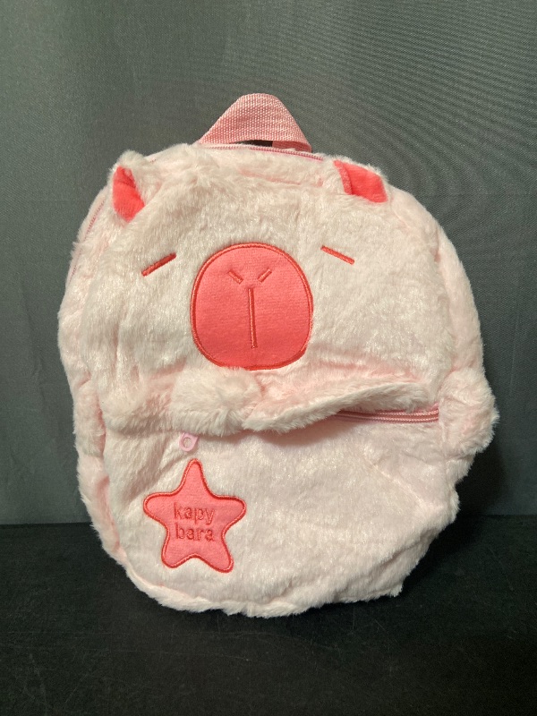 Photo 1 of Capibara Shape Backpack Lightweight Shoulder Bag for Party Supplies Birthday, Pink