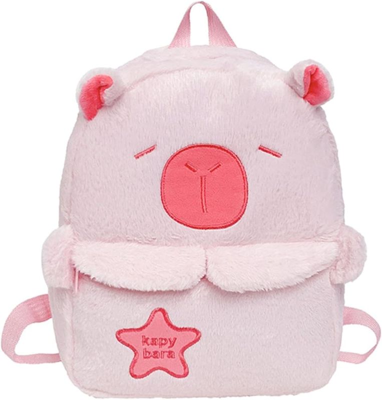 Photo 1 of Capibara Shape Backpack Lightweight Shoulder Bag for Party Supplies Birthday, Pink