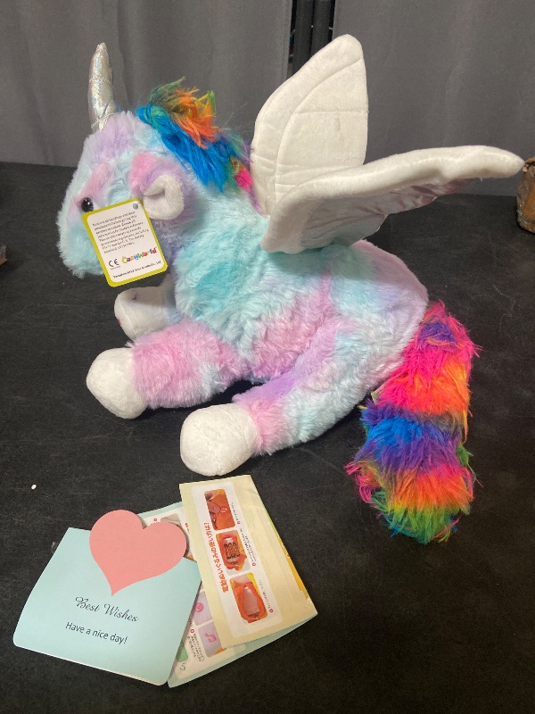 View 2 of 16.5" Light up Unicorn Stuffed Animal Rainbow Unicorn Soft Plush Toys Birthday Christmas Children's Day Gifts for Toddlers Boys Girls Kids
