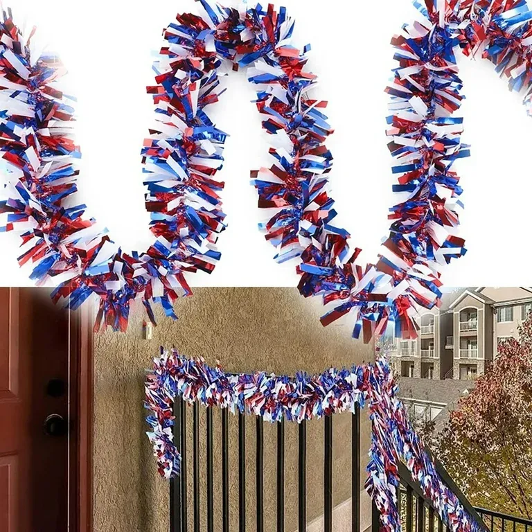 Photo 1 of 20ft patriotic tinsel garland