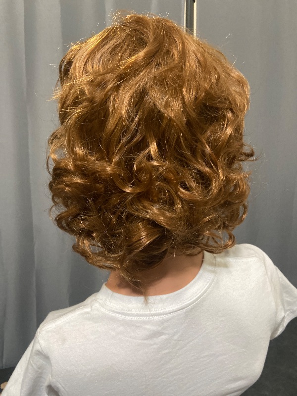 Photo 1 of Short Curly Light Brown Wigs for Old Lady Layered Curly Wig with Bangs Wavy Brown Wig with Dark Roots Natural Synthetic Hair for Daily Party Cosplay Custume #9744551