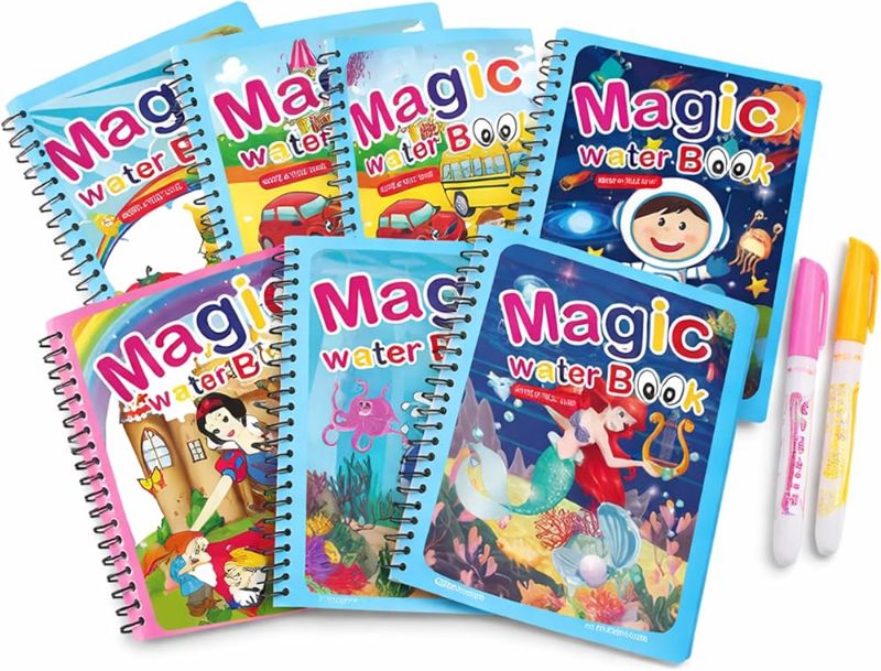 Photo 1 of 12 PCS Water Magic Coloring Book Set with 12 PCS Invisible Ink Pen Combo KIT for Kids |Coloring Book | (Multicolor)
