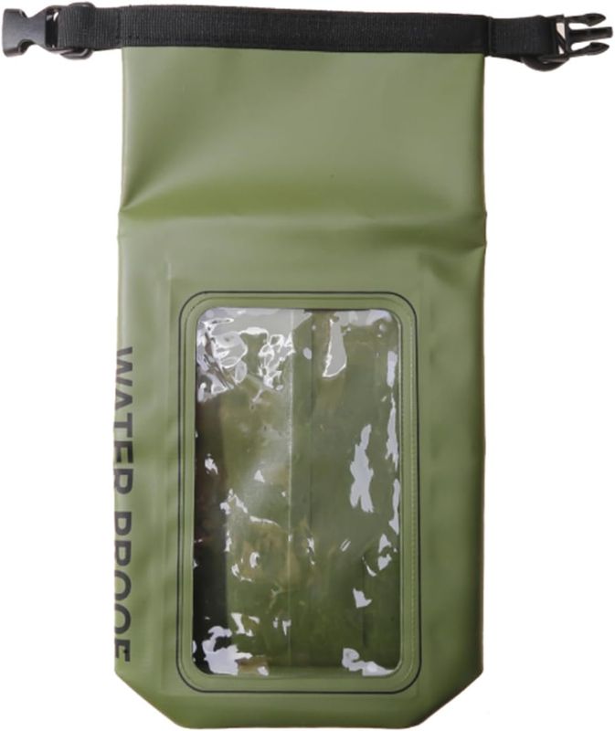 Photo 1 of 1 Piece Dry Bags,100% Waterproof Storage Bags,Military Grade Construction for Swimming,Kayaking,Boating,Hiking,Camping,Fishing, Biking,Skiing (Army green)
