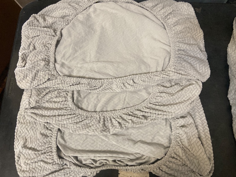 Photo 1 of 9 pc Couch Cover, Universal Stretch Chaise Sofa Slipcovers,Anti-Slip L Shape Sofa Covers, Sofa Slipcover for 3 Cushion Couch - Elastic Furniture Protector (Weave Light Grey, Triple Seat Cover)