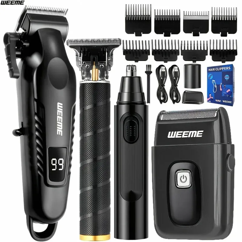 Photo 1 of Weeme Electric Set for Men, USB Rechargeable Trimmer Kit with T-Head, Nose Hair Clipper, Perfect Gift for Him, Beard Hair Shaver, Multifunctional Clippers