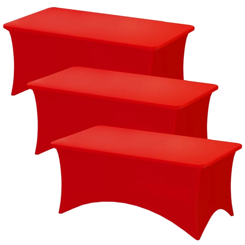 Photo 1 of 4 Pack Red Table Cloths Rectangle 6FT, Tablecloths Rectangular Stretch Spande...