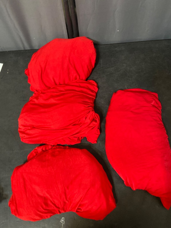 Photo 1 of 4 Pack Red Table Cloths Rectangle 6FT, Tablecloths Rectangular Stretch Spande...