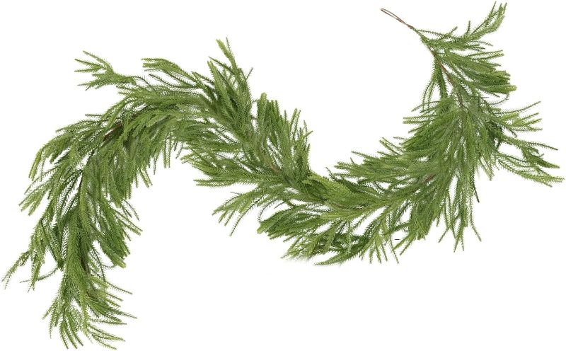 Photo 1 of 6 Ft Christmas Artificial Norfolk Garland, Real Touch Pine Garland, Natural Droopy, Soft Garland Christmas Decorations, Artificial Greenery Garland for Christmas Table Wall Decorations Outdoor (1)
