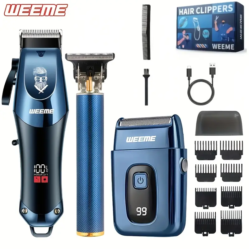 Photo 1 of Weeme Electric Set for Men, USB Rechargeable Trimmer Kit with T-Head, Perfect Gift for Him, Beard Hair Shaver, Multifunctional Clippers
