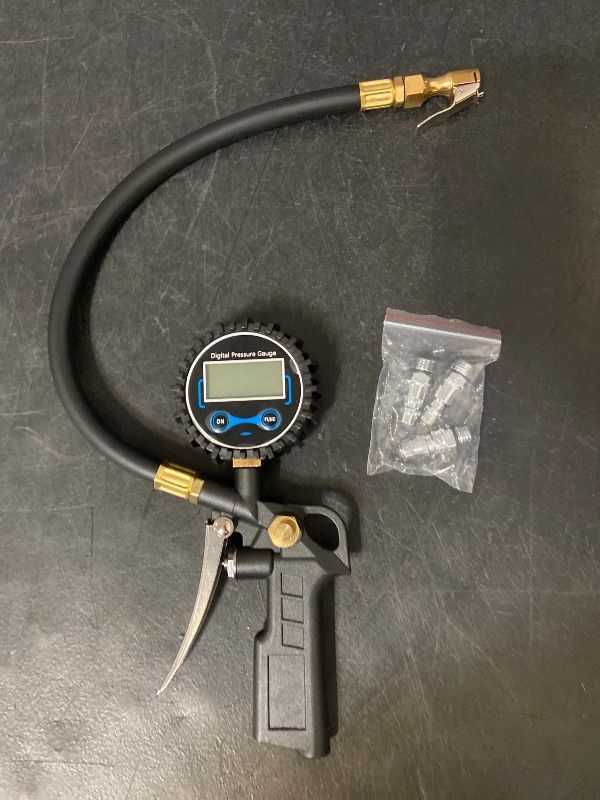 Photo 1 of 300 PSI Portable Digital Pressure Gauge Quick Clip Inflated Deflation with 3 Type Air Intake Nozzle Set for Car
