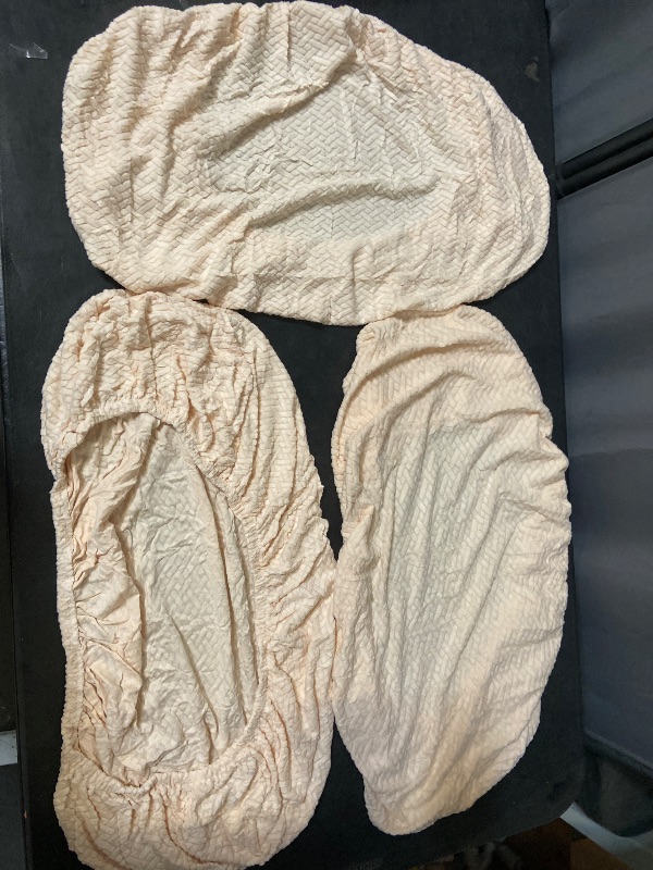 Photo 1 of 3 pc Backrest Cushion covers, Universal Stretch Chaise Sofa Slipcovers,Anti-Slip (peach)