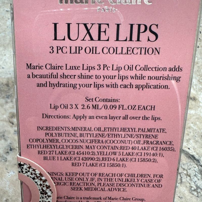 Photo 1 of Marie Claire Luxe Lips Hydrating Lip Oil Set Lot 1 Boxes 3 Total Oils 2.6 ML NIB